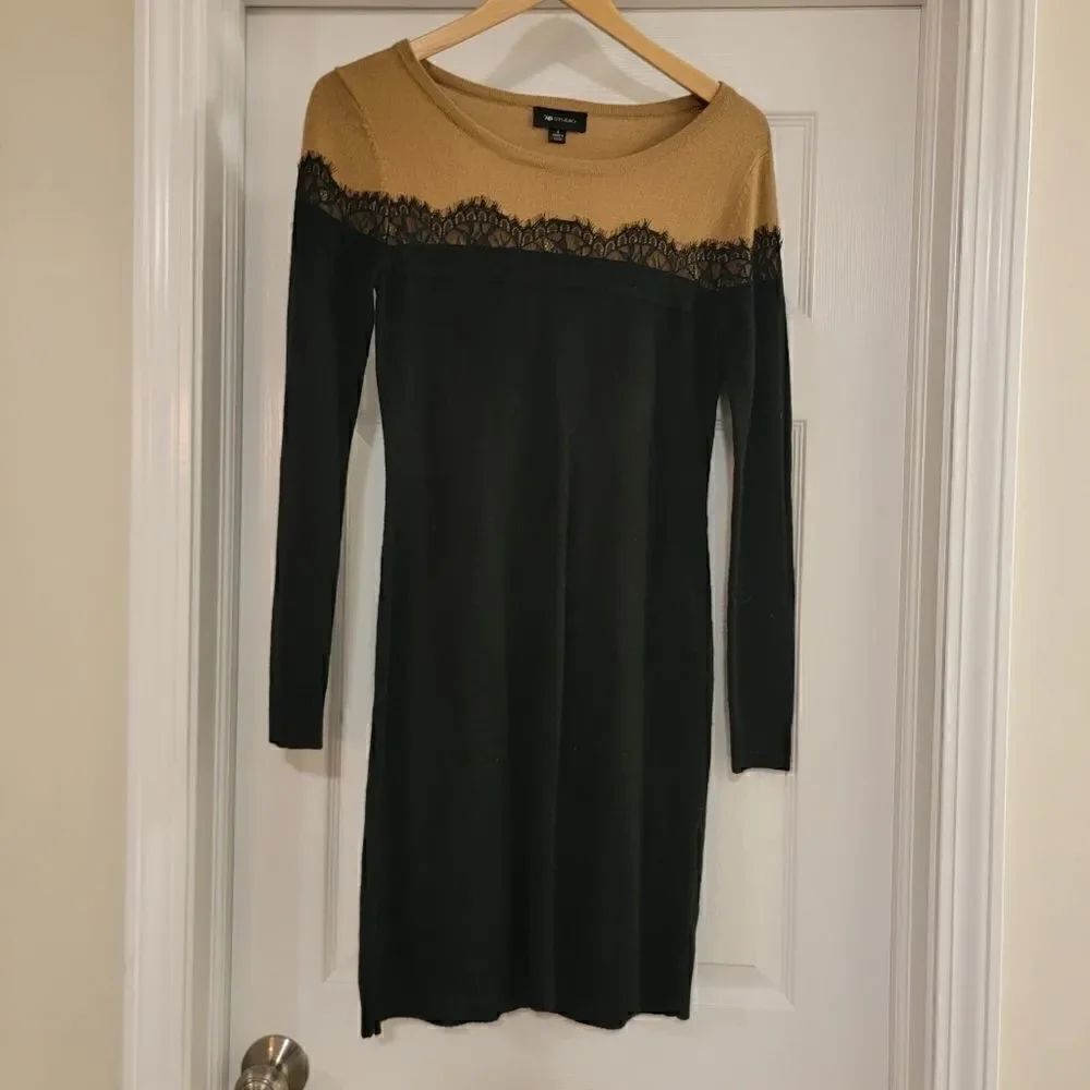 AB Studio sweater dress with lace accent small